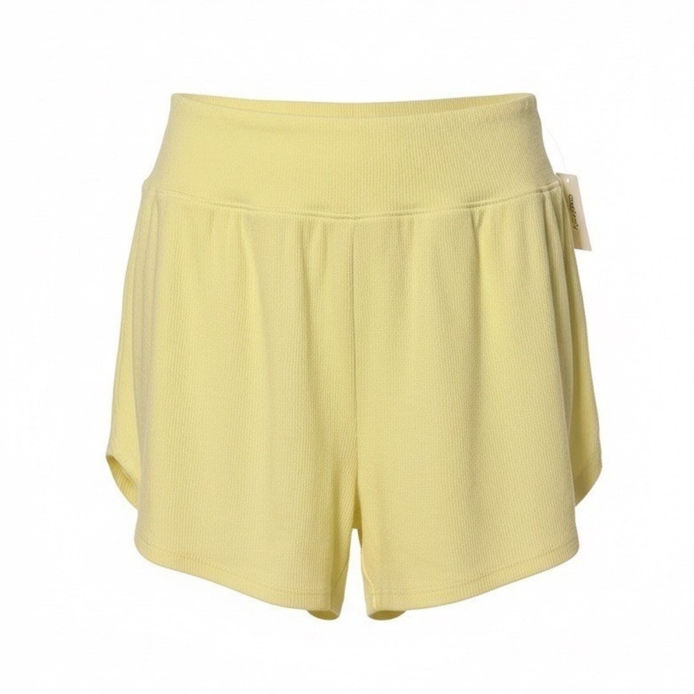 GapBody Women XL Yellow Ribbed Lounge Shorts High Waisted Dolphin Hem New‎ NWT